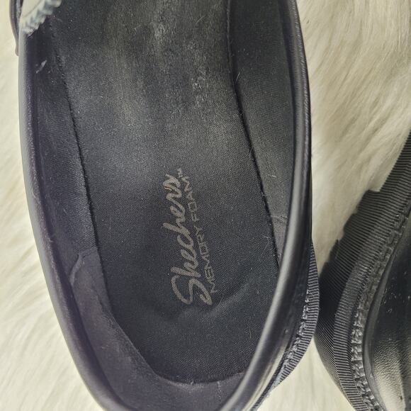 Skechers Black Faux Leather Memory Foam Chunky Loafers Womens Size 7 90s Retro - Picture 7 of 9